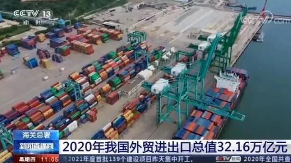 2020年貨物貿(mào)易進(jìn)出口總值32.16萬億元人民幣，同比增長(zhǎng)1.9%
